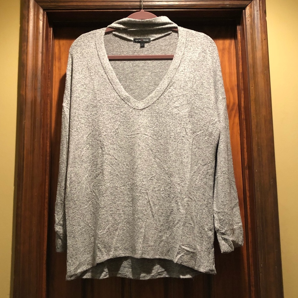 Light gray sweater with choker detail